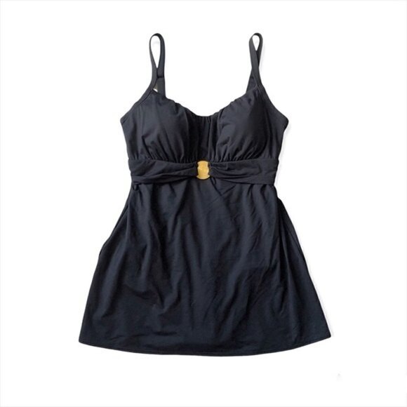 Coco Reef Black Tankini One Piece Swimsuit Swimdress 32D - Picture 3 of 12